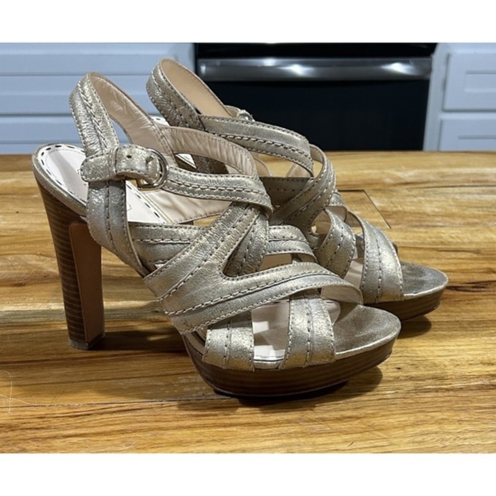 Coach Brynne Brushed Metal Strappy‎ Pump Women's Heels Sandals Shoes Size 8.5